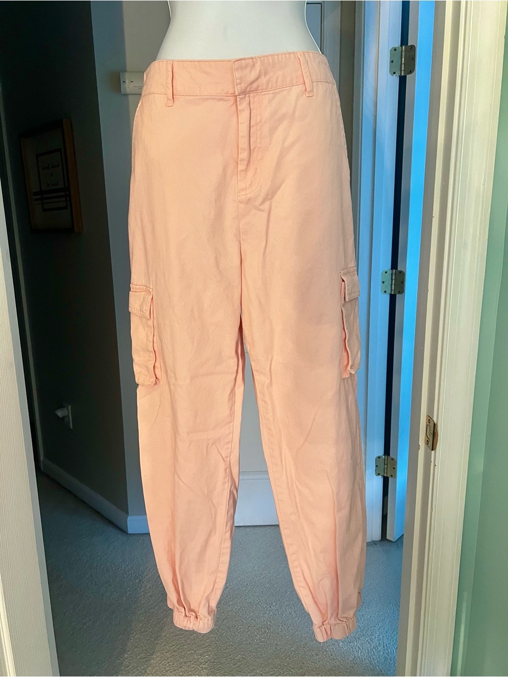 Pastel Pink Cargo Jogger Pants